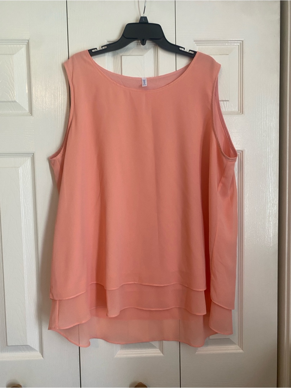 Sleeveless Layered Chiffon Blouse in Soft Peach